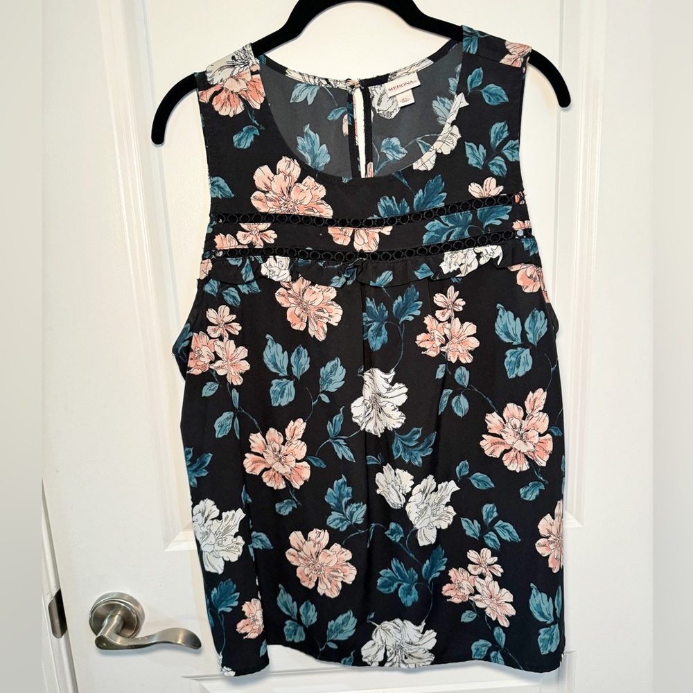 Merona XL Sleeveless Floral Blouse